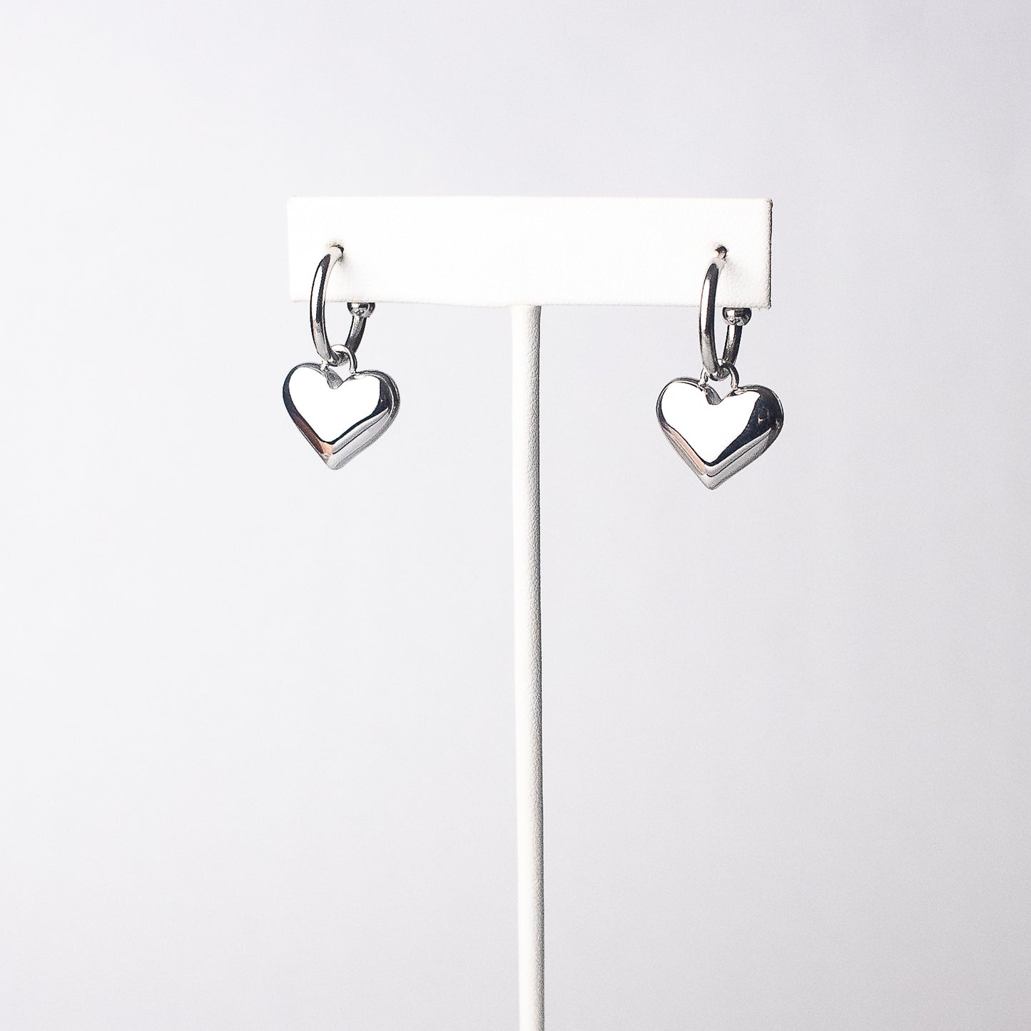 Bubble Heart Dangle Earring in Silver