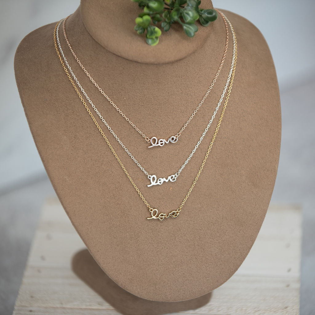 Script Love Pendant Necklace