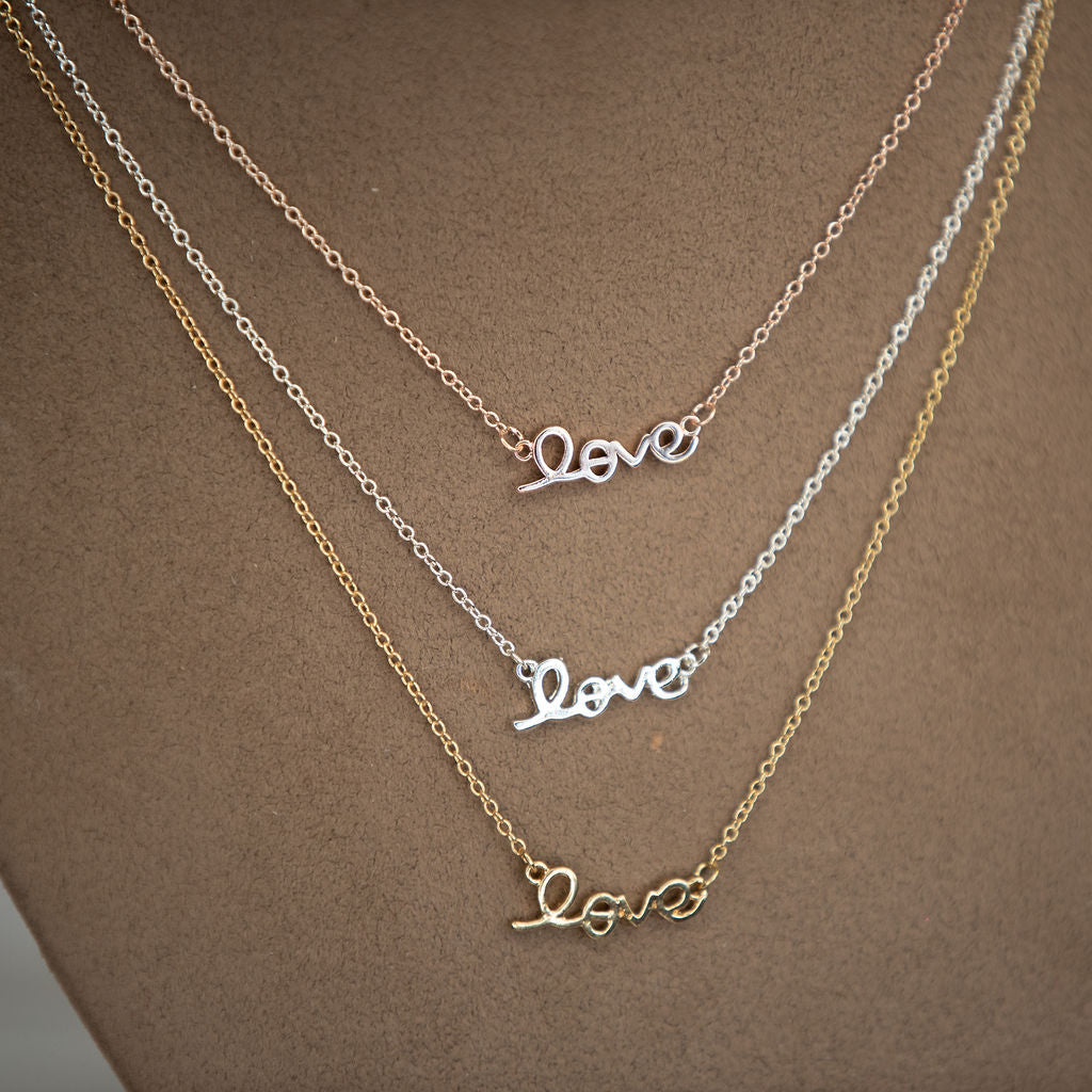 Script Love Pendant Necklace