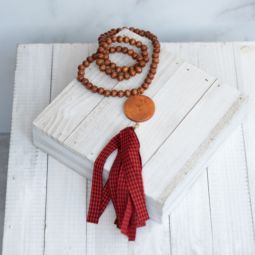 Wooden Bead Tassel Pendant Necklaces