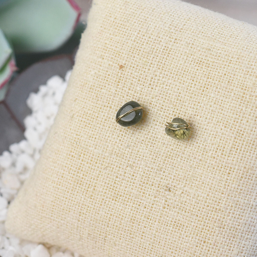 Kara Wire Wrapped Natural Stone Stud Earrings