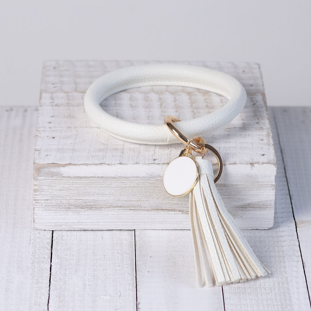 Hannah Hands Free Bangle Keychain-White