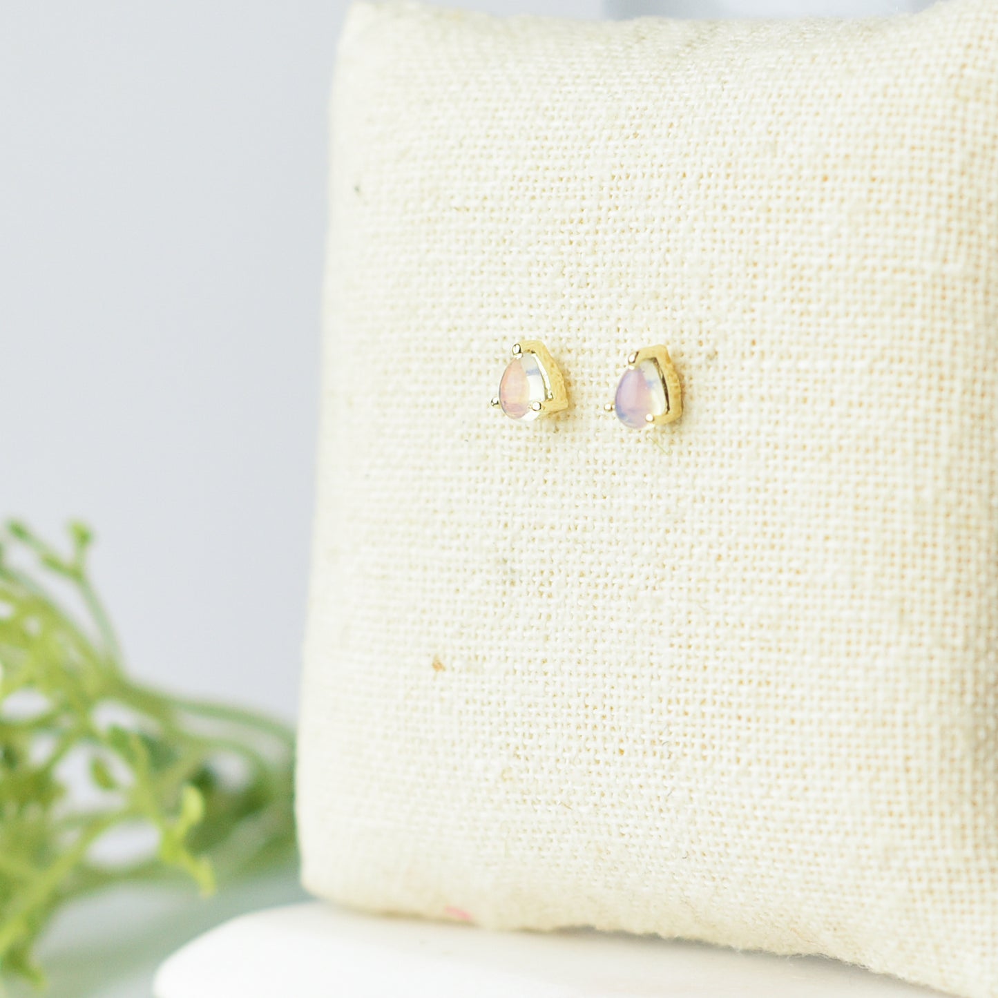 Gemstone Teardrop Stud Earrings