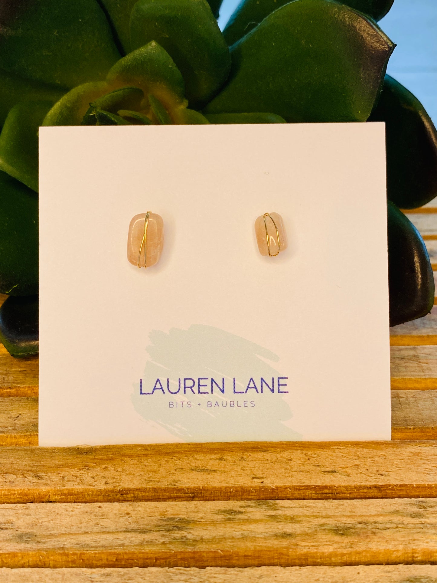 Kara Wire Wrapped Natural Stone Stud Earrings