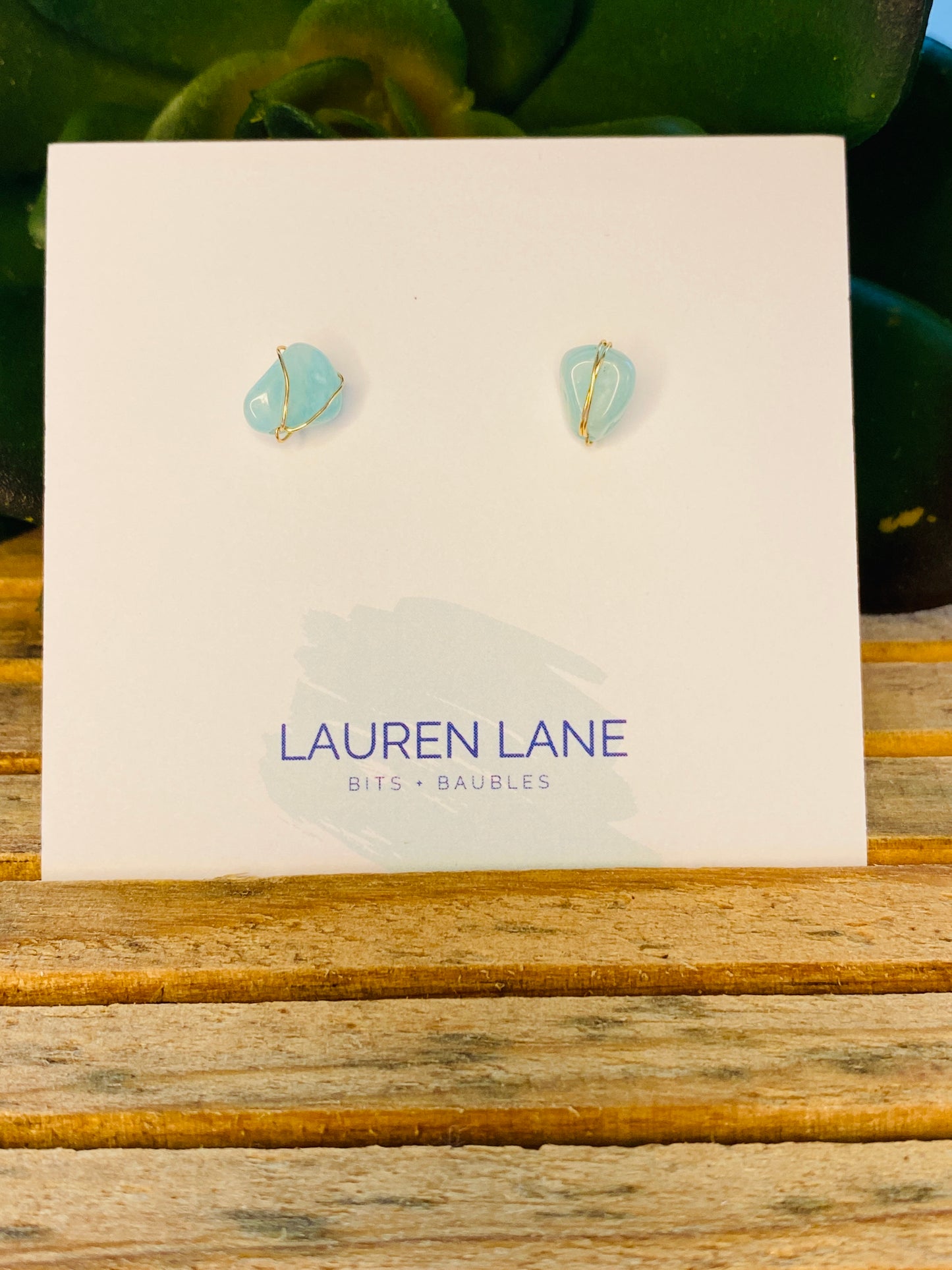 Kara Wire Wrapped Natural Stone Stud Earrings