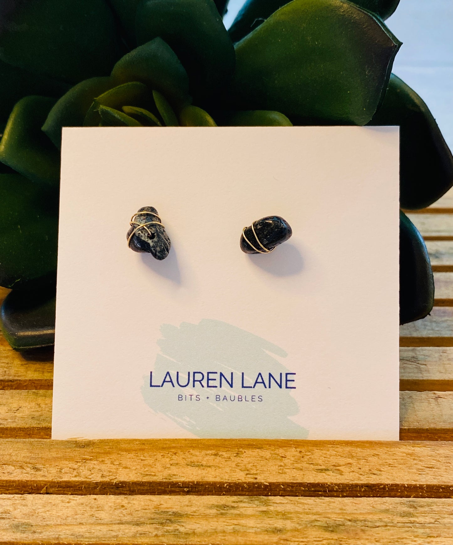 Kara Wire Wrapped Natural Stone Stud Earrings